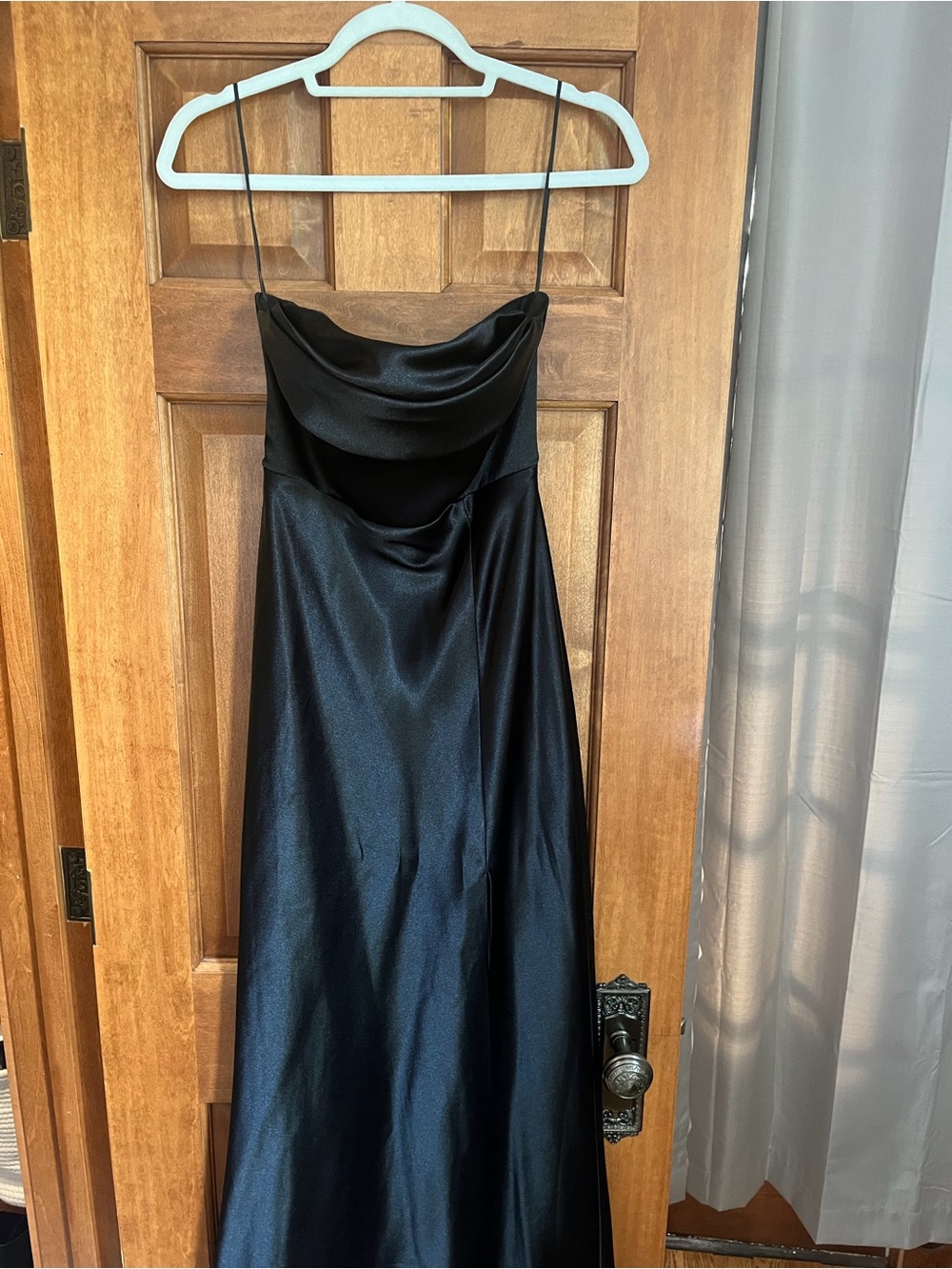 Birdy Grey Black Strapless Satin Dress